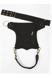 Black Sling Hip Bag with Thigh Belt