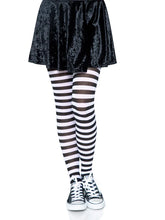 Load image into Gallery viewer, Black and White Striped Tights
