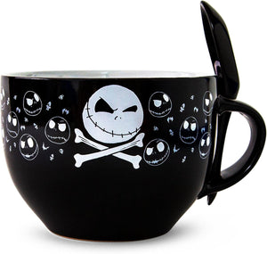 Nightmare Before Christmas Jack Skellington Crossbones Soup Mug with Spoon