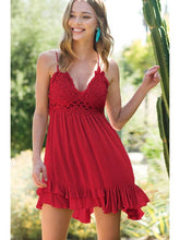Load image into Gallery viewer, Ruby Crochet Lace Trim Sleeveless Bralette Mini Dress
