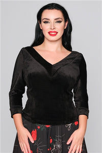 Malina Black Velvet Top