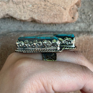 Turquoise Howelite Lightning Bolt Statement Ring