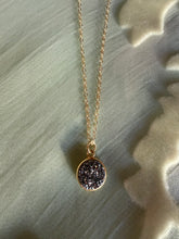 Load image into Gallery viewer, Gunmetal Druzy Dainty Pendant Necklace
