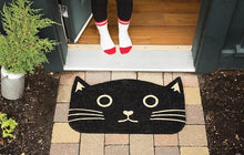 Load image into Gallery viewer, Black Cat Shaped Coir Door Mat
