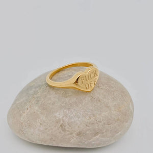 "F*ck Off" Heart Signet Style Ring