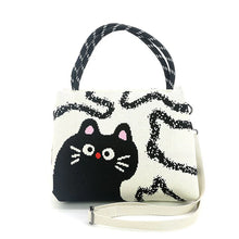 Load image into Gallery viewer, Black Kitty Cat Woven Purse
