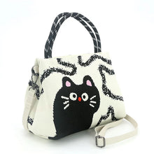 Load image into Gallery viewer, Black Kitty Cat Woven Purse
