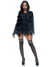 Load image into Gallery viewer, Rhinestone Spiderweb Sheet Poncho
