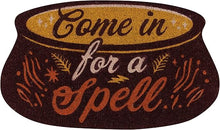 Load image into Gallery viewer, &quot;Come In For A Spell&quot; Cauldron Shaped Coir Door Mat
