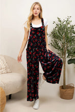 Load image into Gallery viewer, Rose Floral Velvet Overalls
