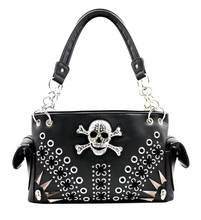 Load image into Gallery viewer, Skull Studs and Stitches Shoulder Purse
