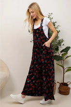 Load image into Gallery viewer, Rose Floral Velvet Overalls
