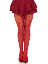 Load image into Gallery viewer, Lovestruck Heart Net Red Tights
