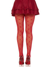 Load image into Gallery viewer, Lovestruck Heart Net Red Tights
