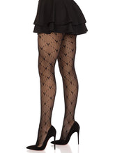 Load image into Gallery viewer, Lovestruck Heart Net Black Tights
