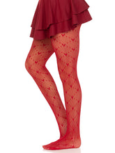 Load image into Gallery viewer, Lovestruck Heart Net Red Tights
