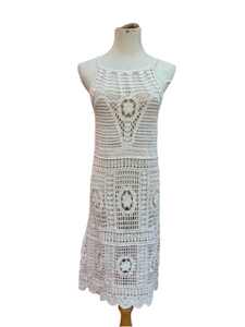 Crochet Cotton Floral Lace Midi Dress