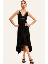 Load image into Gallery viewer, Black Crochet Lace Trim Sleeveless Bralette Maxi Dress
