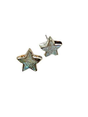 Druzy star earrings sterling silver