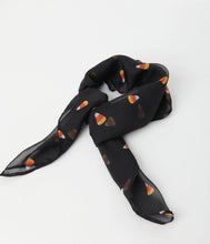 Load image into Gallery viewer, Black Candy Corn Print Hair Scarf
