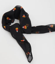 Load image into Gallery viewer, Black Candy Corn Print Hair Scarf
