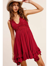 Load image into Gallery viewer, Ruby Crochet Lace Trim Sleeveless Bralette Mini Dress
