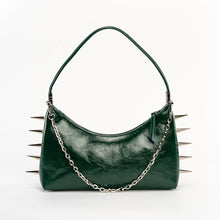 Load image into Gallery viewer, Spiked Out For A Walk Green Convertible Shoulder Purse
