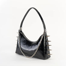 Load image into Gallery viewer, Spiked Out For A Walk Black Convertible Shoulder Purse
