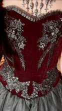 Load image into Gallery viewer, Rosina Red Velvet and Tulle Sweetheart Corset Dress
