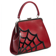 Load image into Gallery viewer, Simple Burgundy Spiderweb Detail Kisslock Handbag
