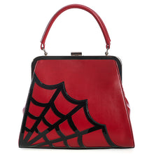 Load image into Gallery viewer, Simple Burgundy Spiderweb Detail Kisslock Handbag
