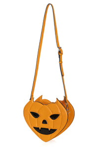 Spookster Orange Jack O Bat Heart Purse