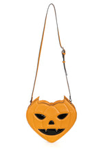 Load image into Gallery viewer, Spookster Orange Jack O Bat Heart Purse
