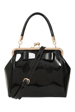 Load image into Gallery viewer, Black Glitter Classic Retro Bow Kisslock Handbag
