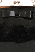 Load image into Gallery viewer, Black Glitter Classic Retro Bow Kisslock Handbag

