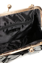 Load image into Gallery viewer, Black Glitter Classic Retro Bow Kisslock Handbag
