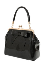 Load image into Gallery viewer, Black Glitter Classic Retro Bow Kisslock Handbag
