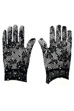 Load image into Gallery viewer, Stone Embellished Black Lace Gloves
