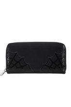 Load image into Gallery viewer, Simple Black Spiderweb Detail Checkbook Wallet

