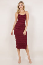 Load image into Gallery viewer, Burgundy Ruffled Halter Dress
