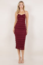 Load image into Gallery viewer, Burgundy Ruffled Halter Dress
