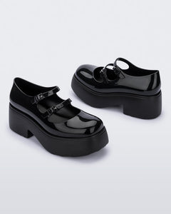 Black Farrah Double Buckle Mary Jane Shoes