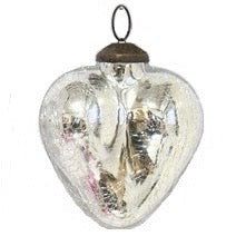 Silver Crackle Glass Heart Ornament