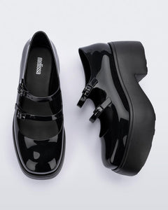 Black Farrah Double Buckle Mary Jane Shoes