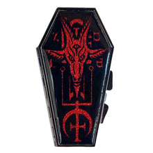 Load image into Gallery viewer, Baphomet Satanic Red Glitter Coffin Compact Mirror
