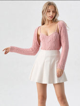 Load image into Gallery viewer, Blush Cable Knit Bolero Cardigan and Sleeveless Top Set
