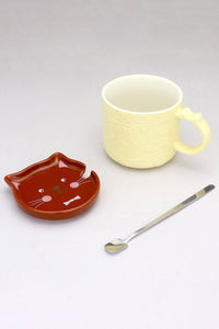 Kitty Fish Mug and Spoon Set with Ceramic Lid