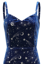 Load image into Gallery viewer, Gloria Celestial Blue Velvet Pencil Dress with Capelet
