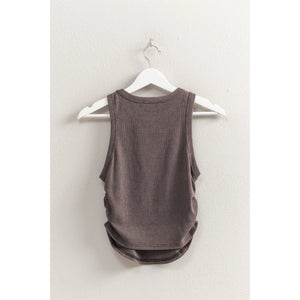 Charcoal Ruched Side Sleeveless Crop Top