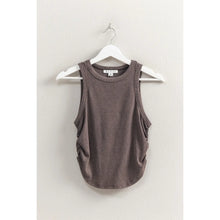 Load image into Gallery viewer, Charcoal Ruched Side Sleeveless Crop Top
